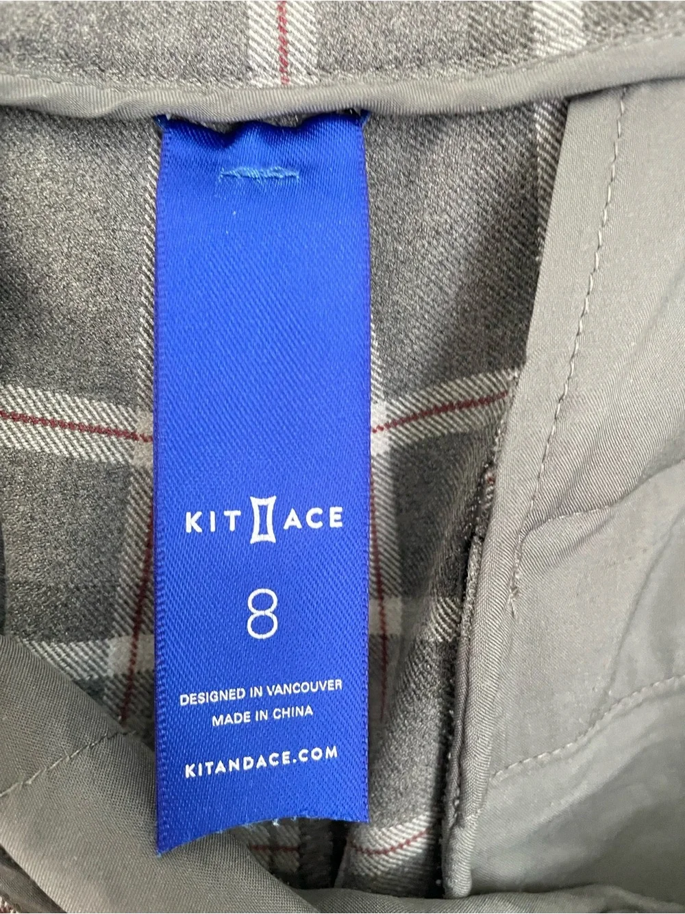Kit and Ace Plaid Go To Trouser Pant Grey Plaid Size 8 Office Preppy Academia - Picture 8 of 12